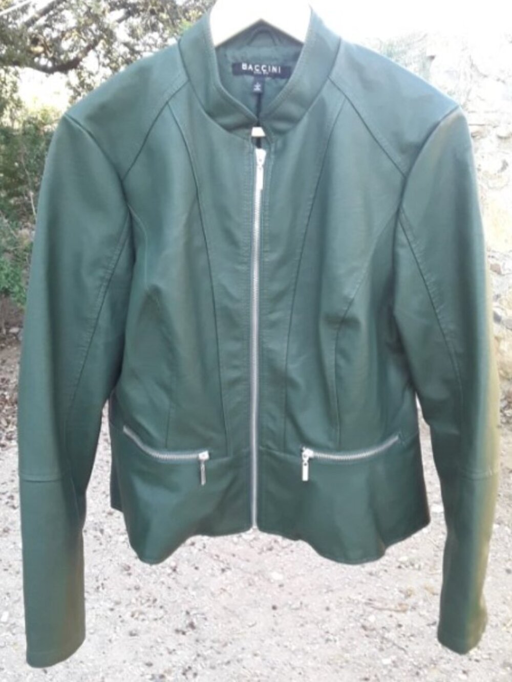 Faux leather JUNIOR JACKET COATED JACKET JUNIOR SIZE LARGE MATTE GREEN BRAND NEW